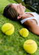 Tennis player relaxing outdoors