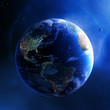 Earth and galaxy with city lights