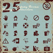 Safety icons set, vintage collection series