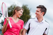 Tennis players having fun