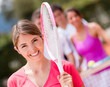 Woman at the tennis court
