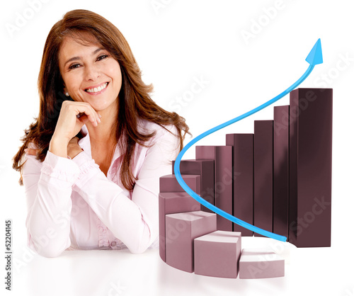 Photo: Business woman with a growth graph Business woman with a growth graph