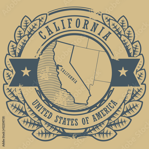 Vector: Grunge rubber stamp with name and map of California, USA, vector Grunge rubber stamp with name and map of California, USA, vector