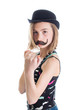 Foto: kid with fake mustache in boxing stance kid with fake mustache in boxing stance