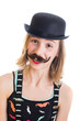 happy child with fake mustache