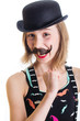 Happy girl with mustache