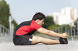 Athlete warming and stretching