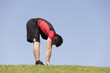 Athlete warming and stretching