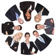 Low angle view of diverse group of business people
