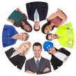 Low angle view of diverse professional group