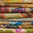 Heap of cloth fabrics at a local market in India.