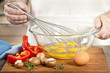 Foto: Whisking eggs in bowl Whisking eggs in bowl
