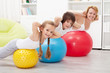 Happy healthy family exercising