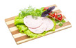 Sausages with salad and basil
