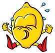 Funny crying cartoon lemon