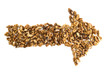 Arrow shape made of walnuts