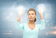 Foto: businesswoman working with something imaginary businesswoman working with something imaginary