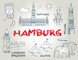 Vektor: Hansestadt Hamburg, Wahrzeichen, illustration Hansestadt Hamburg, Wahrzeichen, illustration