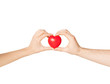woman and man hands with heart
