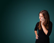 Young woman making phone call with copy space