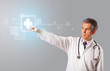 Doctor pressing modern medical type of button