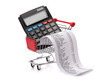 Shopping till reciept, calculator and cart