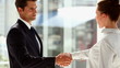 Smiling business people shaking their hands