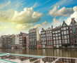 Amsterdam. Typical Dutch Homes over the canal