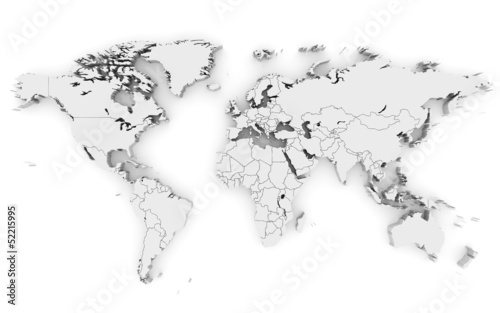 Illustration: 3d world map isolated 3d world map isolated