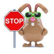 Chocolate bunny and Stop sign