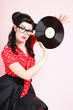 Photo: phonography analogue record Girl pin-up retro phonography analogue record Girl pin-up retro
