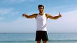 Sportsman opening his arms