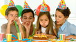 Family celebrating their daughter birthday