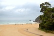 Empty beach on a rainy day summer