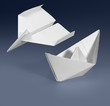 paper ship and paper plane