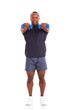 young african man working out with dumbbells