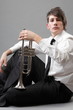 Portrait of a young man and his Trumpet