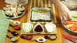 Closeup of making vegetarian Sushi roll