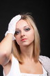 portrait beautiful woman in white gloves