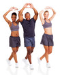 group of people stretching to warm-up