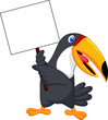 Toucan bird with blank sign