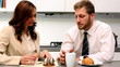 Couple chatting during breakfast before work