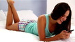 Woman sending text message