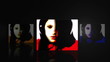 Screens displaying cool girl dancing in different filters