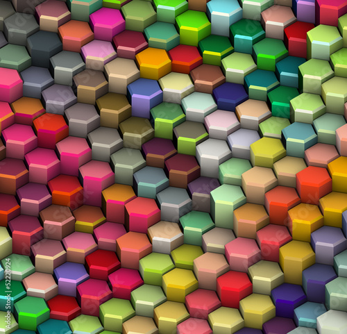 Illustration: 3d hexagon shape in rainbow color 3d hexagon shape in rainbow color