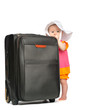little baby girl with baggage suitcase