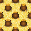 Seamless background, pots with gold