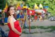  pregnancy woman against  playground