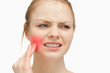 Woman touching highlighted toothache