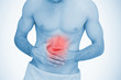 Man with highlighted stomach ache